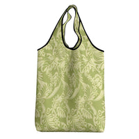 Tahiti Olive Tiare Floral Grocery Bag Monstera Palm Tropical Leaves - Polynesian Pride