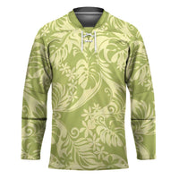 Tahiti Olive Tiare Floral Hockey Jersey Monstera Palm Tropical Leaves LT01 Unisex Olive - Polynesian Pride
