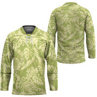 Tahiti Olive Tiare Floral Hockey Jersey Monstera Palm Tropical Leaves LT01 - Polynesian Pride