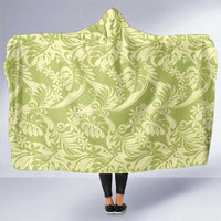 Tahiti Olive Tiare Floral Hooded Blanket Monstera Palm Tropical Leaves - Polynesian Pride