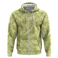 Tahiti Olive Tiare Floral Hoodie Monstera Palm Tropical Leaves - Polynesian Pride