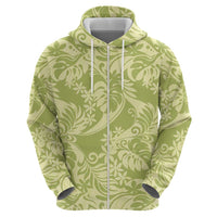 Tahiti Olive Tiare Floral Hoodie Monstera Palm Tropical Leaves - Polynesian Pride