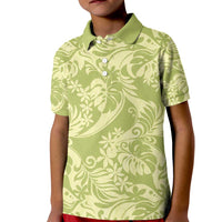 Tahiti Olive Tiare Floral Kid Polo Shirt Monstera Palm Tropical Leaves LT01 Kid Olive - Polynesian Pride