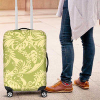 Tahiti Olive Tiare Floral Luggage Cover Monstera Palm Tropical Leaves - Polynesian Pride