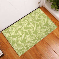 Tahiti Olive Tiare Floral Rubber Doormat Monstera Palm Tropical Leaves - Polynesian Pride