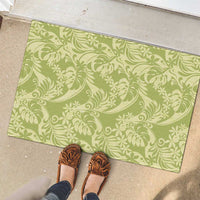 Tahiti Olive Tiare Floral Rubber Doormat Monstera Palm Tropical Leaves - Polynesian Pride