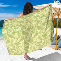 Tahiti Olive Tiare Floral Sarong Monstera Palm Tropical Leaves - Polynesian Pride