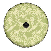 Tahiti Olive Tiare Floral Spare Tire Cover Monstera Palm Tropical Leaves - Polynesian Pride