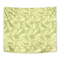 Tahiti Olive Tiare Floral Tapestry Monstera Palm Tropical Leaves - Polynesian Pride