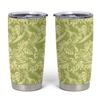 Tahiti Olive Tiare Floral Tumbler Cup Monstera Palm Tropical Leaves - Polynesian Pride