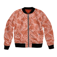 Tahiti Puatou Tiare Floral Bomber Jacket Monstera Palm Tropical Leaves - Polynesian Pride