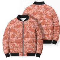 Tahiti Puatou Tiare Floral Bomber Puffer Jacket Monstera Palm Tropical Leaves - Polynesian Pride
