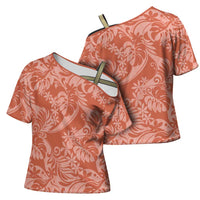 Tahiti Puatou Tiare Floral Cross Shoulder Shirt Monstera Palm Tropical Leaves - Polynesian Pride