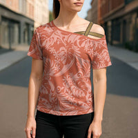 Tahiti Puatou Tiare Floral Cross Shoulder Shirt Monstera Palm Tropical Leaves - Polynesian Pride