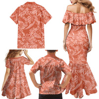 Tahiti Puatou Tiare Floral Family Matching Mermaid Dress and Hawaiian Shirt Monstera Palm Tropical Leaves - Polynesian Pride