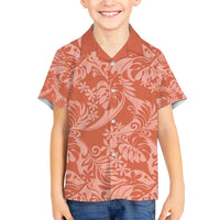 Tahiti Puatou Tiare Floral Family Matching Off The Shoulder Long Sleeve Dress and Hawaiian Shirt Monstera Palm Tropical Leaves - Polynesian Pride