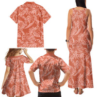 Tahiti Puatou Tiare Floral Family Matching Tank Maxi Dress and Hawaiian Shirt Monstera Palm Tropical Leaves - Polynesian Pride