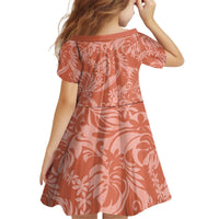 Tahiti Puatou Tiare Floral Kid Short Sleeve Dress Monstera Palm Tropical Leaves - Polynesian Pride