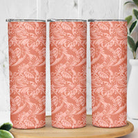 Tahiti Puatou Tiare Floral Skinny Tumbler Monstera Palm Tropical Leaves - Polynesian Pride