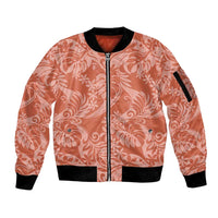 Tahiti Puatou Tiare Floral Sleeve Zip Bomber Jacket Monstera Palm Tropical Leaves - Polynesian Pride