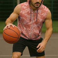 Tahiti Puatou Tiare Floral Sleeveless Zip Hoodie Monstera Palm Tropical Leaves - Polynesian Pride