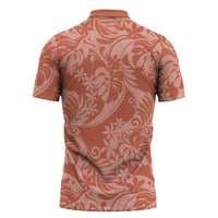 Tahiti Puatou Tiare Floral Zipper Polo Shirt Monstera Palm Tropical Leaves - Polynesian Pride