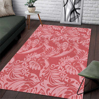 Tahiti Tarona Tiare Floral Area Rug Monstera Palm Tropical Leaves - Polynesian Pride