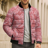 Tahiti Tarona Tiare Floral Bomber Puffer Jacket Monstera Palm Tropical Leaves - Polynesian Pride