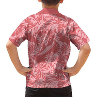 Tahiti Tarona Tiare Floral Family Matching Off The Shoulder Long Sleeve Dress and Hawaiian Shirt Monstera Palm Tropical Leaves - Polynesian Pride