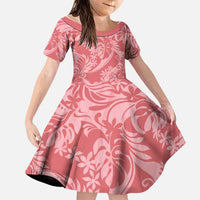 Tahiti Tarona Tiare Floral Family Matching Off The Shoulder Long Sleeve Dress and Hawaiian Shirt Monstera Palm Tropical Leaves - Polynesian Pride
