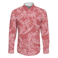 Tahiti Tarona Tiare Floral Family Matching Off The Shoulder Long Sleeve Dress and Hawaiian Shirt Monstera Palm Tropical Leaves - Polynesian Pride