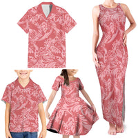 Tahiti Tarona Tiare Floral Family Matching Tank Maxi Dress and Hawaiian Shirt Monstera Palm Tropical Leaves - Polynesian Pride