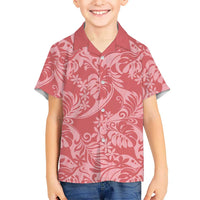 Tahiti Tarona Tiare Floral Kid Hawaiian Shirt Monstera Palm Tropical Leaves - Polynesian Pride
