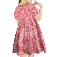Tahiti Tarona Tiare Floral Kid Short Sleeve Dress Monstera Palm Tropical Leaves - Polynesian Pride
