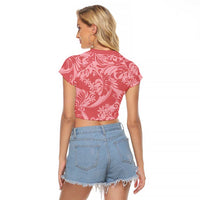 Tahiti Tarona Tiare Floral Raglan Cropped T Shirt Monstera Palm Tropical Leaves - Polynesian Pride