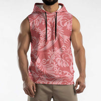Tahiti Tarona Tiare Floral Sleeveless Hoodie Monstera Palm Tropical Leaves - Polynesian Pride