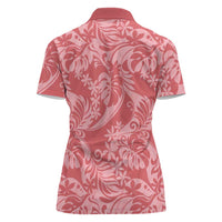 Tahiti Tarona Tiare Floral Women Polo Shirt Monstera Palm Tropical Leaves - Polynesian Pride