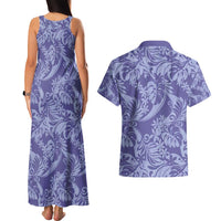 Tahiti Vareau Tiare Floral Couples Matching Tank Maxi Dress and Hawaiian Shirt Monstera Palm Tropical Leaves - Polynesian Pride