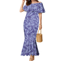 Tahiti Vareau Tiare Floral Family Matching Mermaid Dress and Hawaiian Shirt Monstera Palm Tropical Leaves - Polynesian Pride