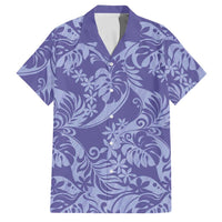 Tahiti Vareau Tiare Floral Family Matching Off The Shoulder Long Sleeve Dress and Hawaiian Shirt Monstera Palm Tropical Leaves - Polynesian Pride