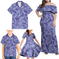 Tahiti Vareau Tiare Floral Family Matching Off Shoulder Maxi Dress and Hawaiian Shirt Monstera Palm Tropical Leaves - Polynesian Pride