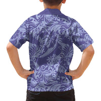Tahiti Vareau Tiare Floral Family Matching Off Shoulder Short Dress and Hawaiian Shirt Monstera Palm Tropical Leaves - Polynesian Pride