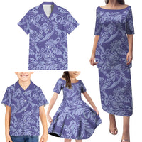 Tahiti Vareau Tiare Floral Family Matching Puletasi and Hawaiian Shirt Monstera Palm Tropical Leaves - Polynesian Pride
