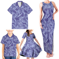 Tahiti Vareau Tiare Floral Family Matching Tank Maxi Dress and Hawaiian Shirt Monstera Palm Tropical Leaves - Polynesian Pride