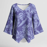 Tahiti Vareau Tiare Floral Kimono Sleeve Blouse Monstera Palm Tropical Leaves - Polynesian Pride