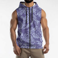 Tahiti Vareau Tiare Floral Sleeveless Zip Hoodie Monstera Palm Tropical Leaves - Polynesian Pride