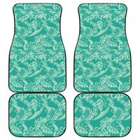 Tahiti Teal Tiare Floral Car Mats Monstera Palm Tropical Leaves - Polynesian Pride