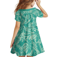 Tahiti Teal Tiare Floral Family Matching Mermaid Dress and Hawaiian Shirt Monstera Palm Tropical Leaves - Polynesian Pride