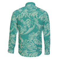 Tahiti Teal Tiare Floral Family Matching Mermaid Dress and Hawaiian Shirt Monstera Palm Tropical Leaves - Polynesian Pride