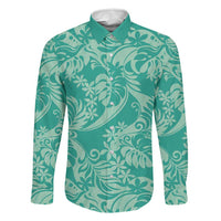 Tahiti Teal Tiare Floral Family Matching Summer Maxi Dress and Hawaiian Shirt Monstera Palm Tropical Leaves - Polynesian Pride